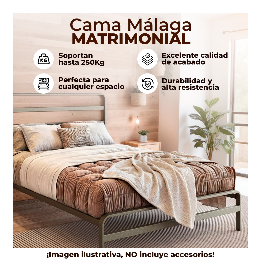 Foto 7 pulgar | Cama Jaco Málaga Negra Matrimonial