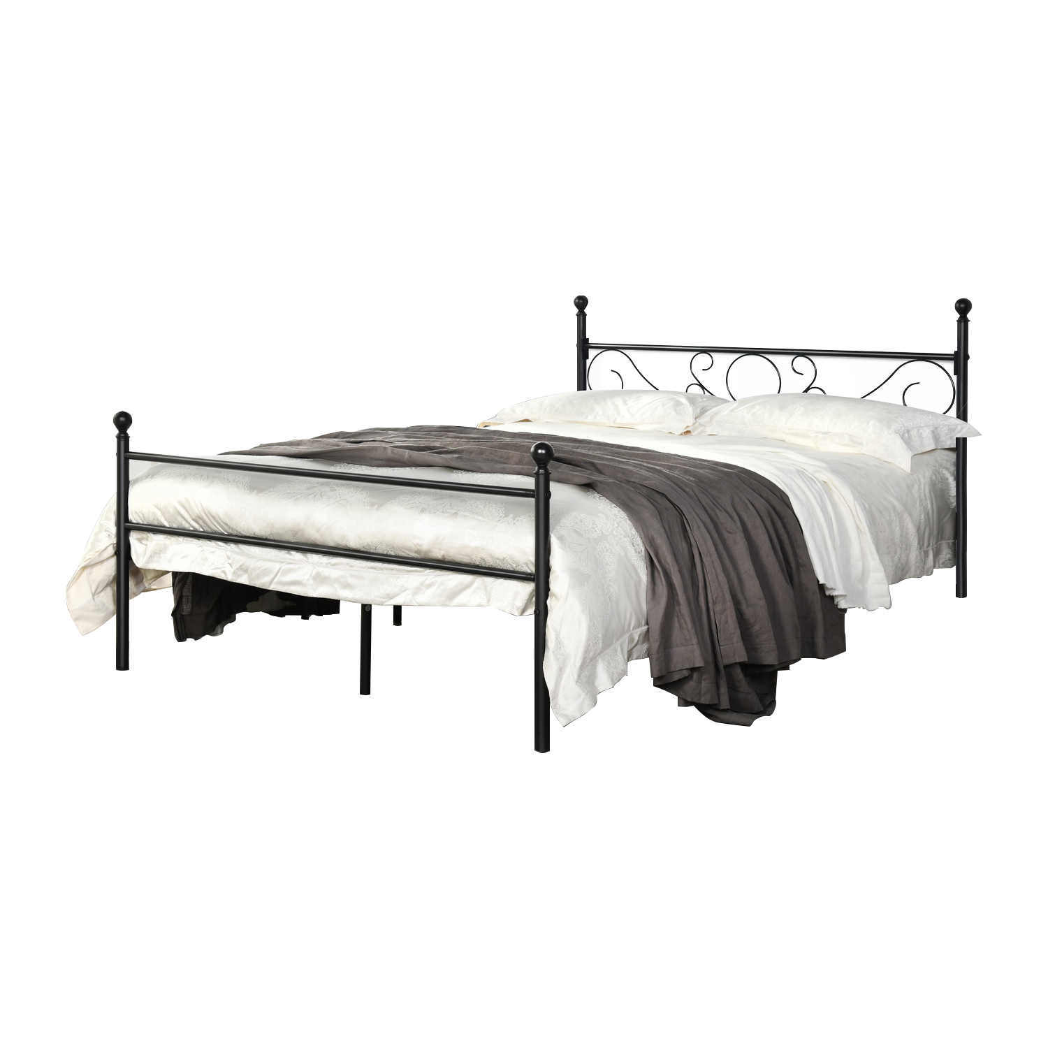 Base de Cama de Metal Homemake Ilker Negro 210.5 X 153.5 cm