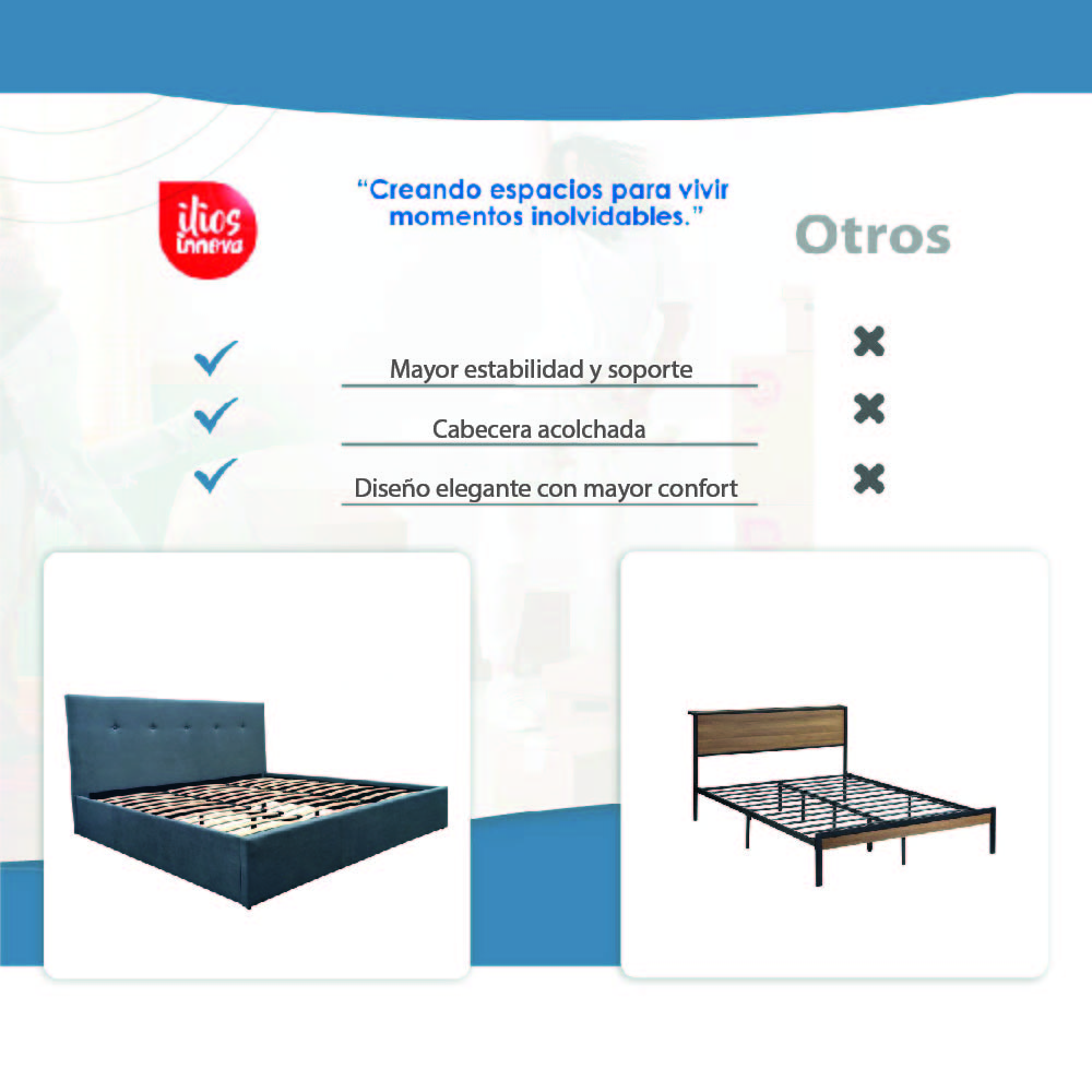 Foto 7 | Base con Cabecera Ilios Innova Cama-9550/k color Gris King Size