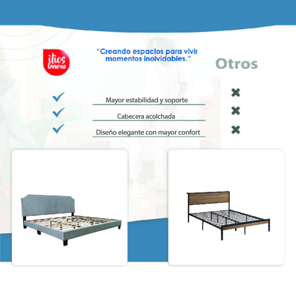 Foto 7 | Base con Cabecera Ilios Innova Cama-9508/k color Gris King Size