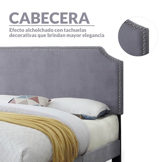 Foto 5 | Base con Cabecera Ilios Innova Cama-9508/m Gris Matrimonial