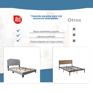Foto 7 | Base con Cabecera Ilios Innova Cama-9508/m Gris Matrimonial