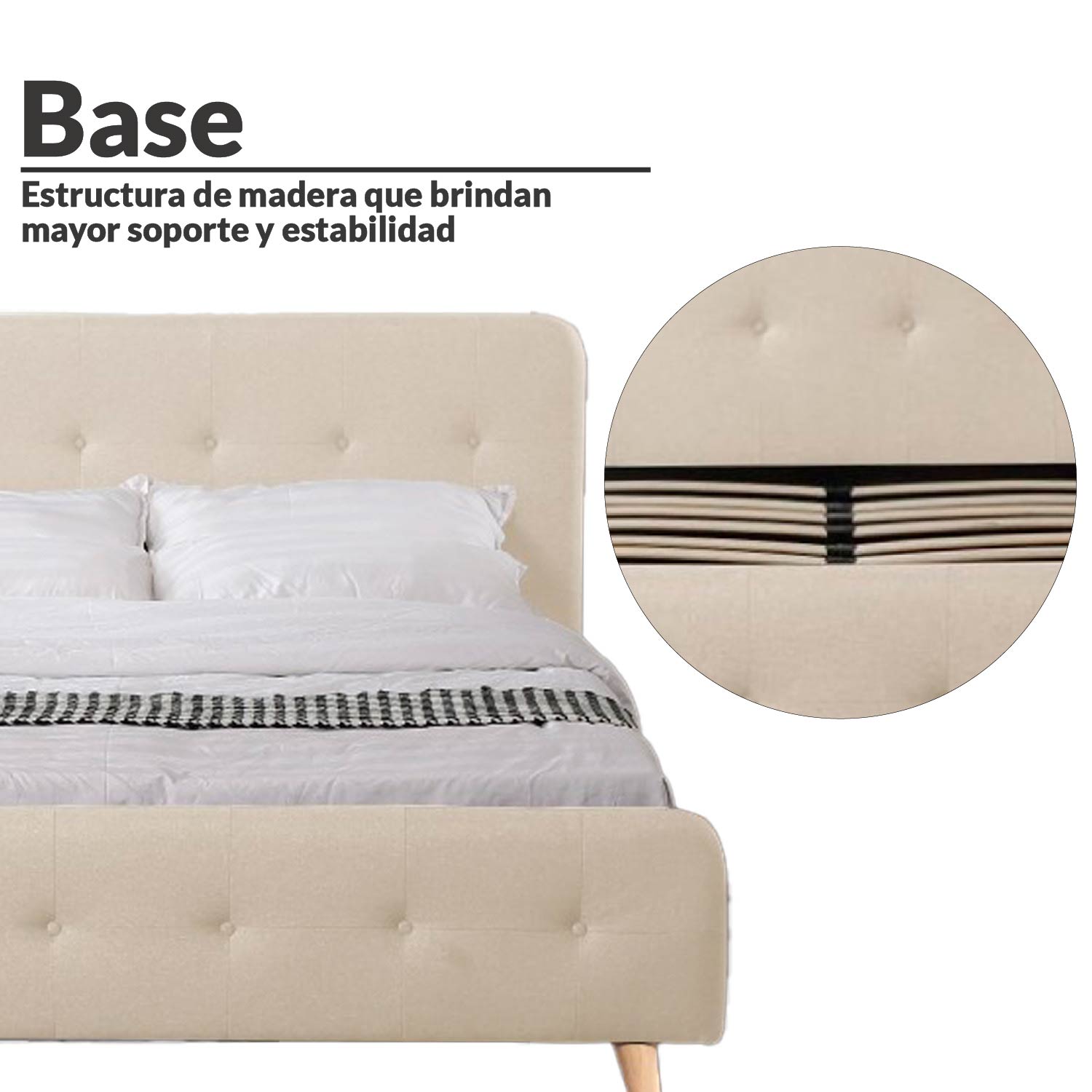 Foto 7 pulgar | Base para Cama Ilios Innova Cama-pk014/m Beige Matrimonial