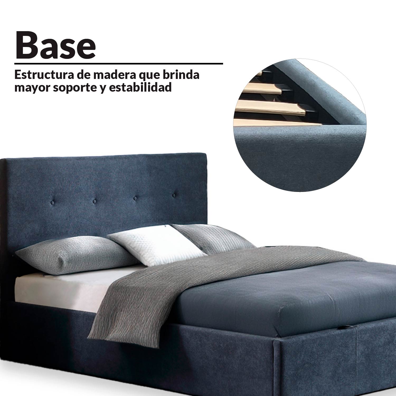 Foto 4 pulgar | Base con Cabecera Matrimonial Ilios Innova Cama-9550/m Gris