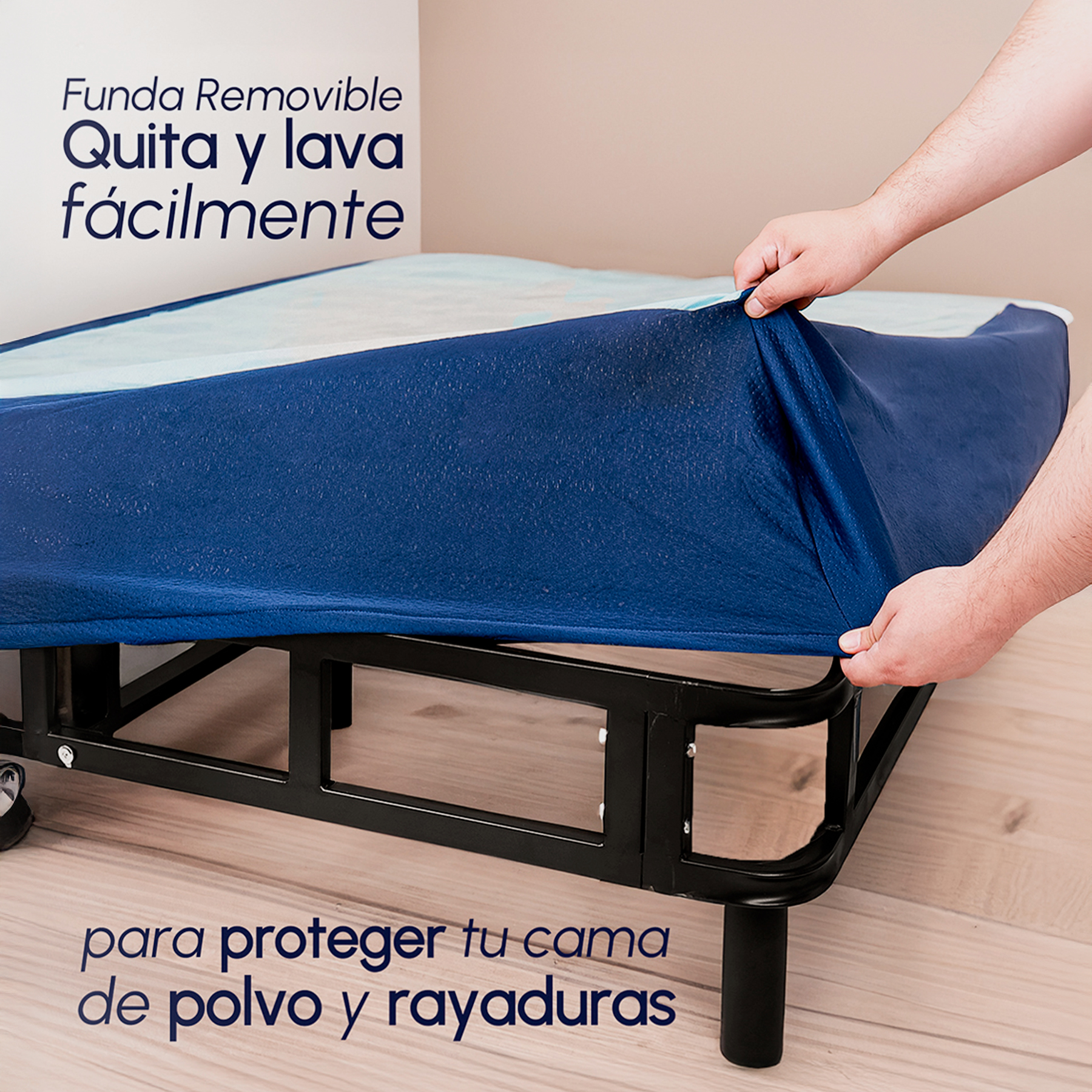 Foto 5 pulgar | Base De Cama King Siza Armable Hokins Láminas De Madera Flexibles Con Espacio De Almacenamiento