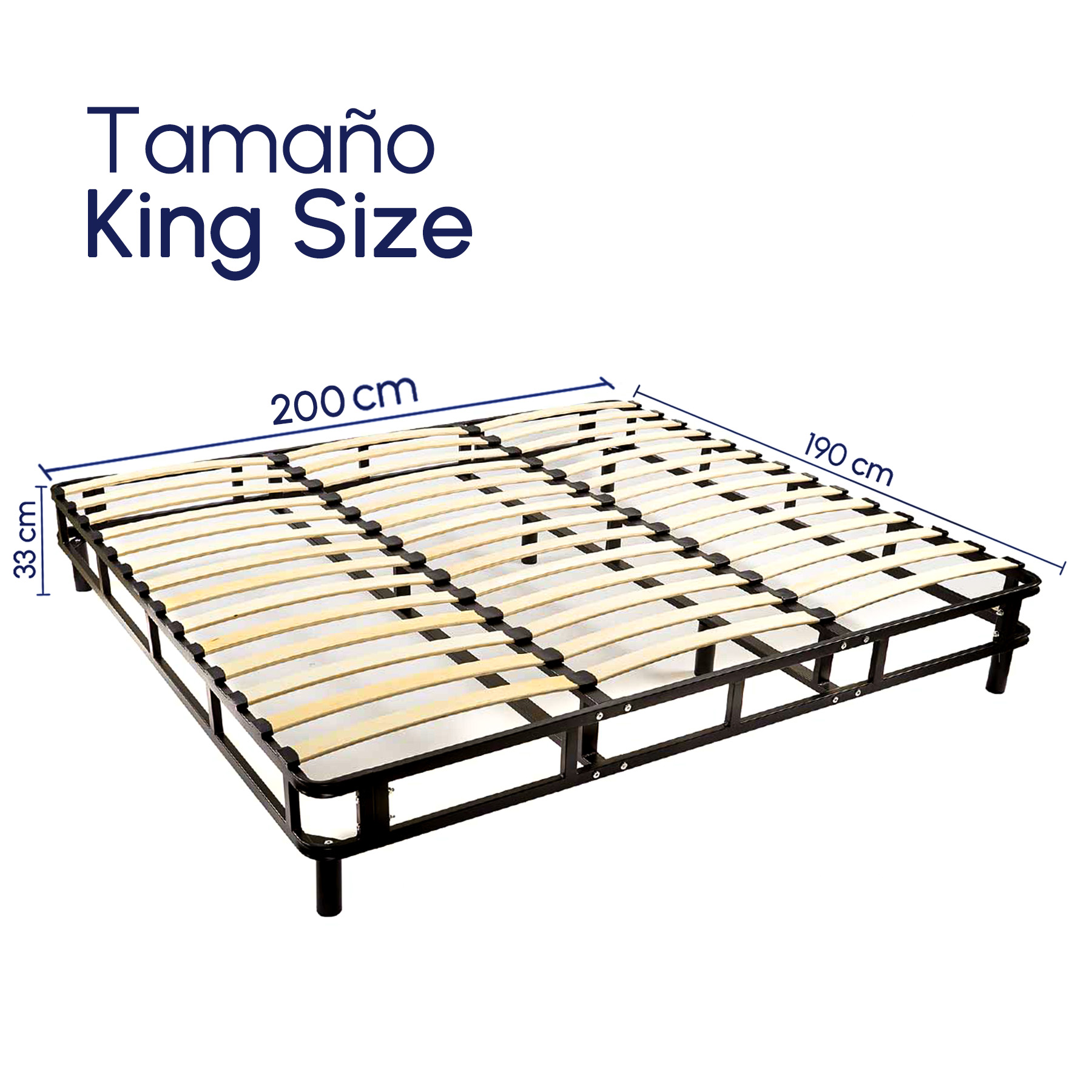 Foto 9 pulgar | Base De Cama King Siza Armable Hokins Láminas De Madera Flexibles Con Espacio De Almacenamiento