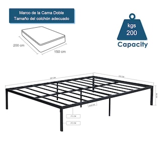Foto 3 | Cama De Bases Kessie Queen Home Make Negro 207x152x36cm