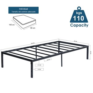 Foto 3 | Cama De Bases Kessie Yatahome Negro 194x98x36cm Individual