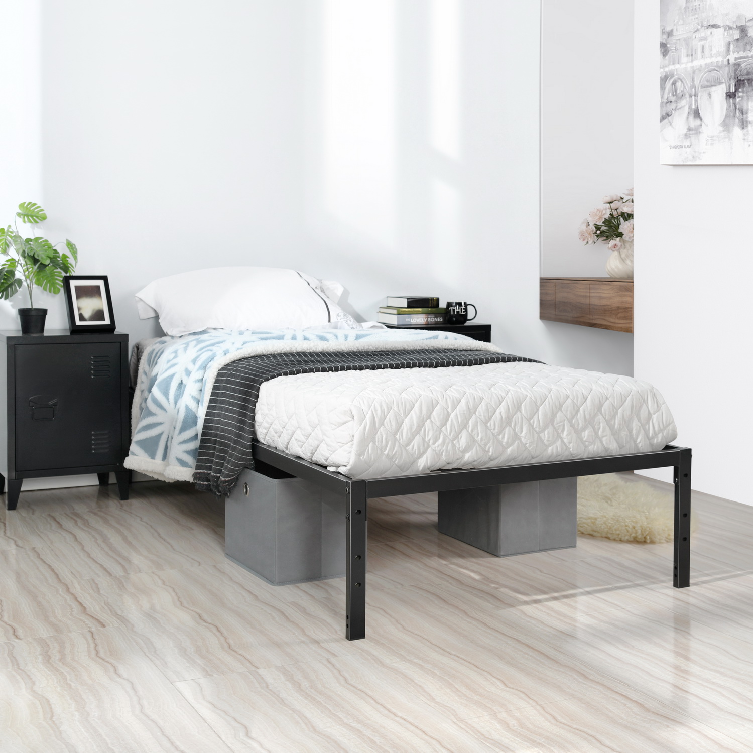 Foto 8 pulgar | Cama De Bases Kessie Yatahome Negro 194x98x36cm Individual