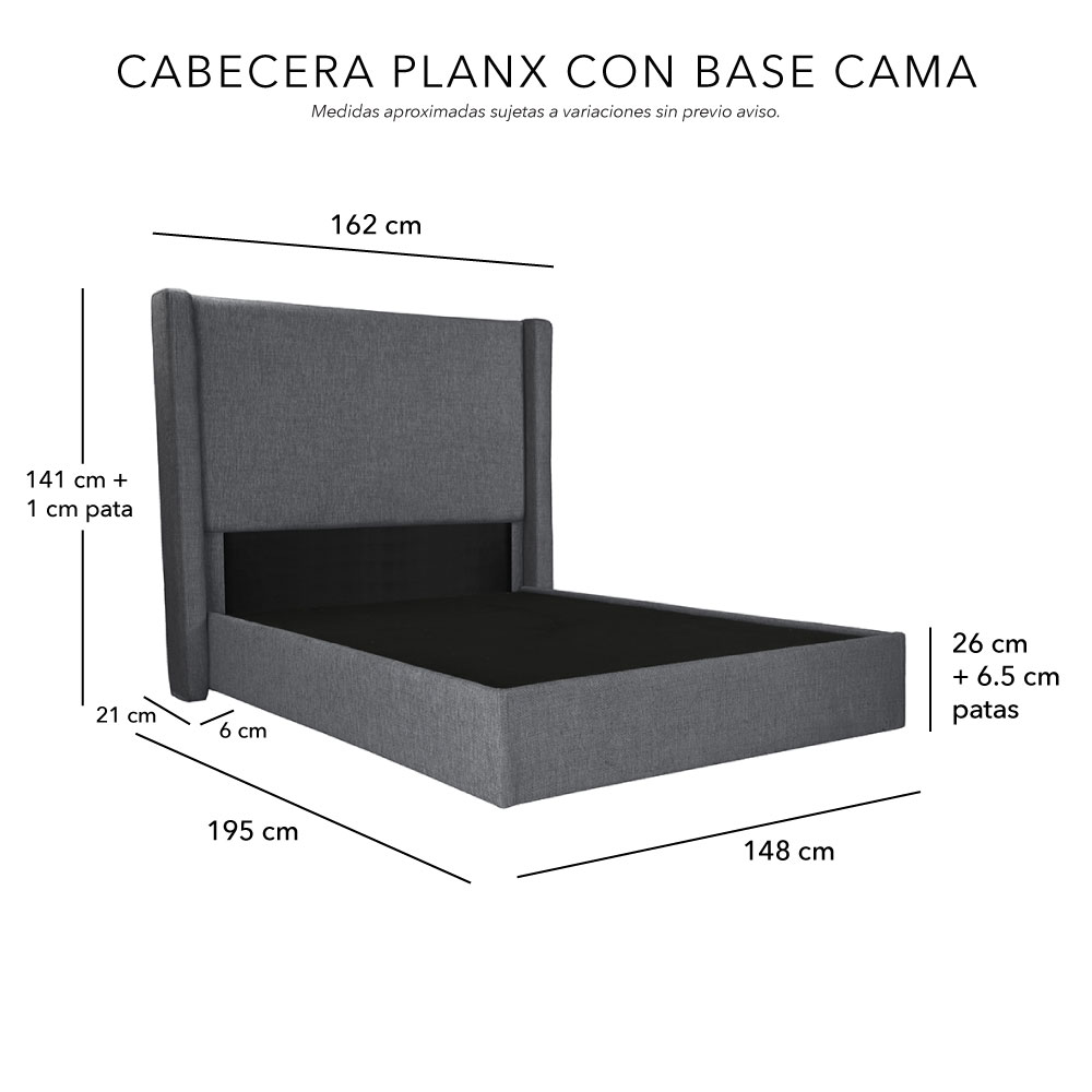 Foto 6 pulgar | Cabecera Dicasa Planx + Base Cama Gris +  Almohadas 2 Pack +  Frazada Matrimonial