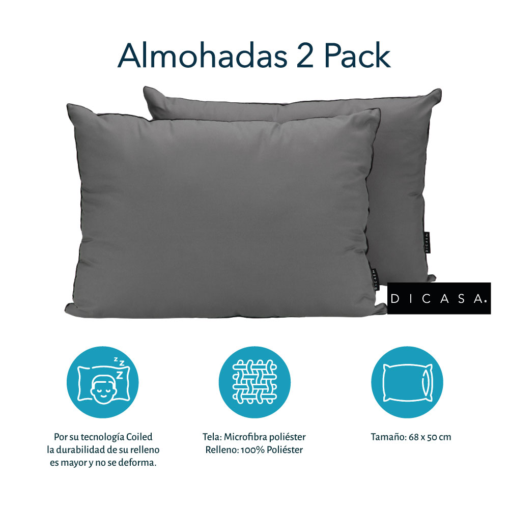 Foto 7 | Cabecera Dicasa Planx + Base Cama Gris +  Almohadas 2 Pack +  Frazada Matrimonial