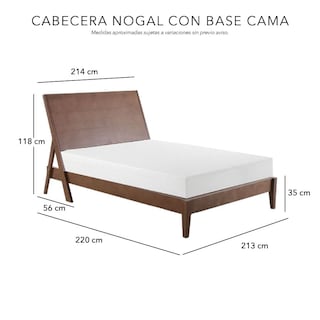 Foto 5 | Cabecera Dicasa Nogal + Base Cama Nogal + 2 Buros + Almohadas 2 Pack + Frazada King Size