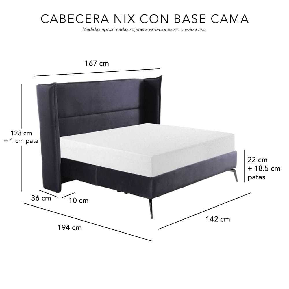 Foto 8 pulgar | Cabecera Dicasa Nix + Base Cama Gris +  Almohadas 2 Pack +  Frazada Matrimonial