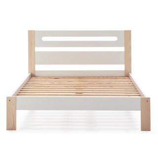 Foto 1 | Cama Matrimonial Blanca Alterego con Láminas de Pino Macizo Estructura de Madera Industrial