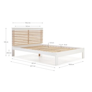 Foto 5 | Cama Matrimonial Blanca Alterego con Láminas de Pino Macizo Estructura de Madera Industrial