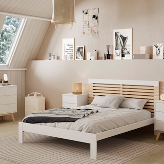 Foto 6 | Cama Matrimonial Blanca Alterego con Láminas de Pino Macizo Estructura de Madera Industrial
