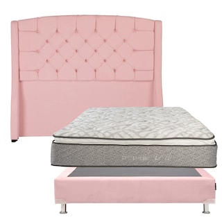 Foto 1 | Cabecera Dicasa Sitka Rosa + Box Dicasa Alessa Rosa + Colchon Restonic Vail Queen Size