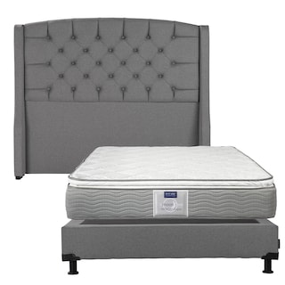 Foto 1 | Cabecera Dicasa Sitka Gris + Box Dicasa Orleans Gris + Colchon Restonic Cupra Queen Size