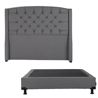 Foto 2 | Cabecera Dicasa Sitka Gris + Box Dicasa Orleans Gris + Colchon Restonic Cupra Queen Size