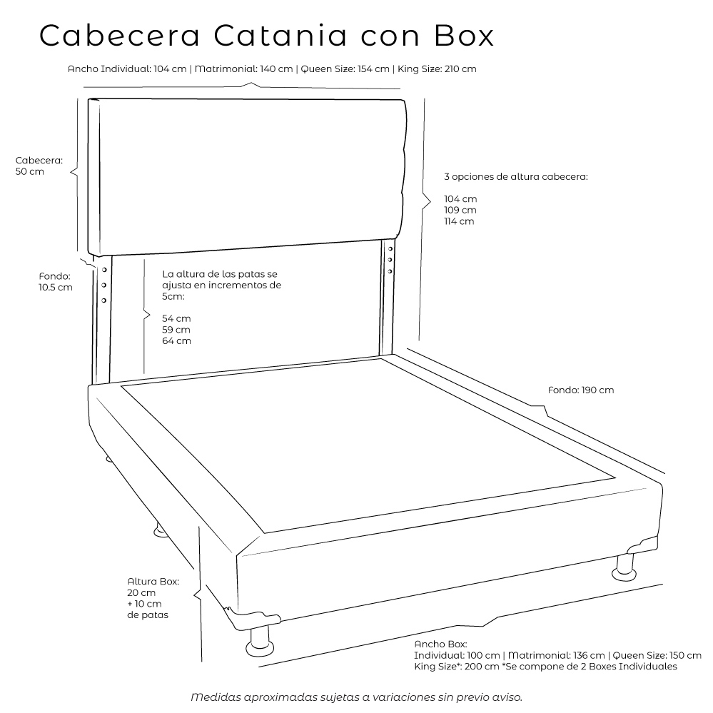 Foto 5 | Cabecera Dicasa Catania + Box Dicasa Fashion Gris King Size