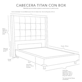 Foto 5 | Cabecera Titan + Box Dicasa Matrimonial Fashion Gris