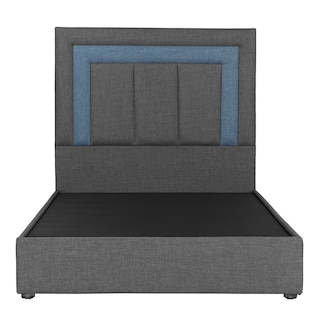 Foto 2 | Cabecera Dicasa Bora Gris Oscuro Con Azul + Base Cama Gris Individual