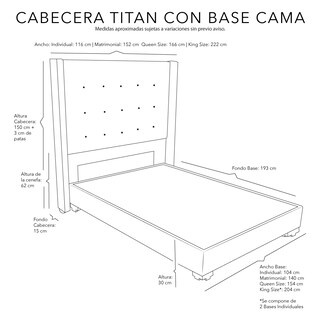 Foto 3 | Cabecera Dicasa Titan Arena + Base Cama Arena Queen Size