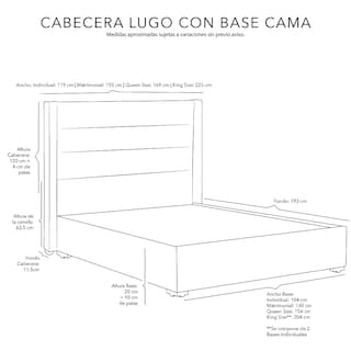 Foto 3 | Cabecera Dicasa Lugo Arena + Base Cama Arena King Size
