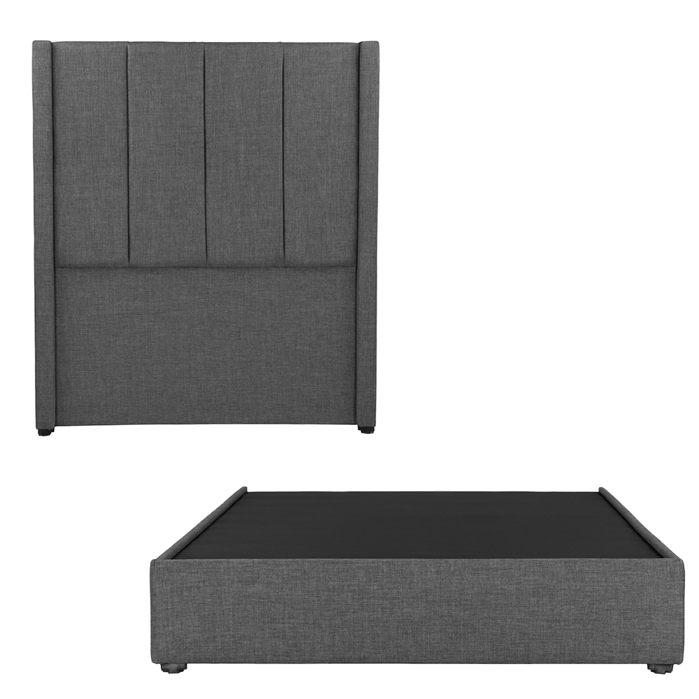 Cabecera Dicasa Nizza Gris Oscuro + Base Cama Gris Individual