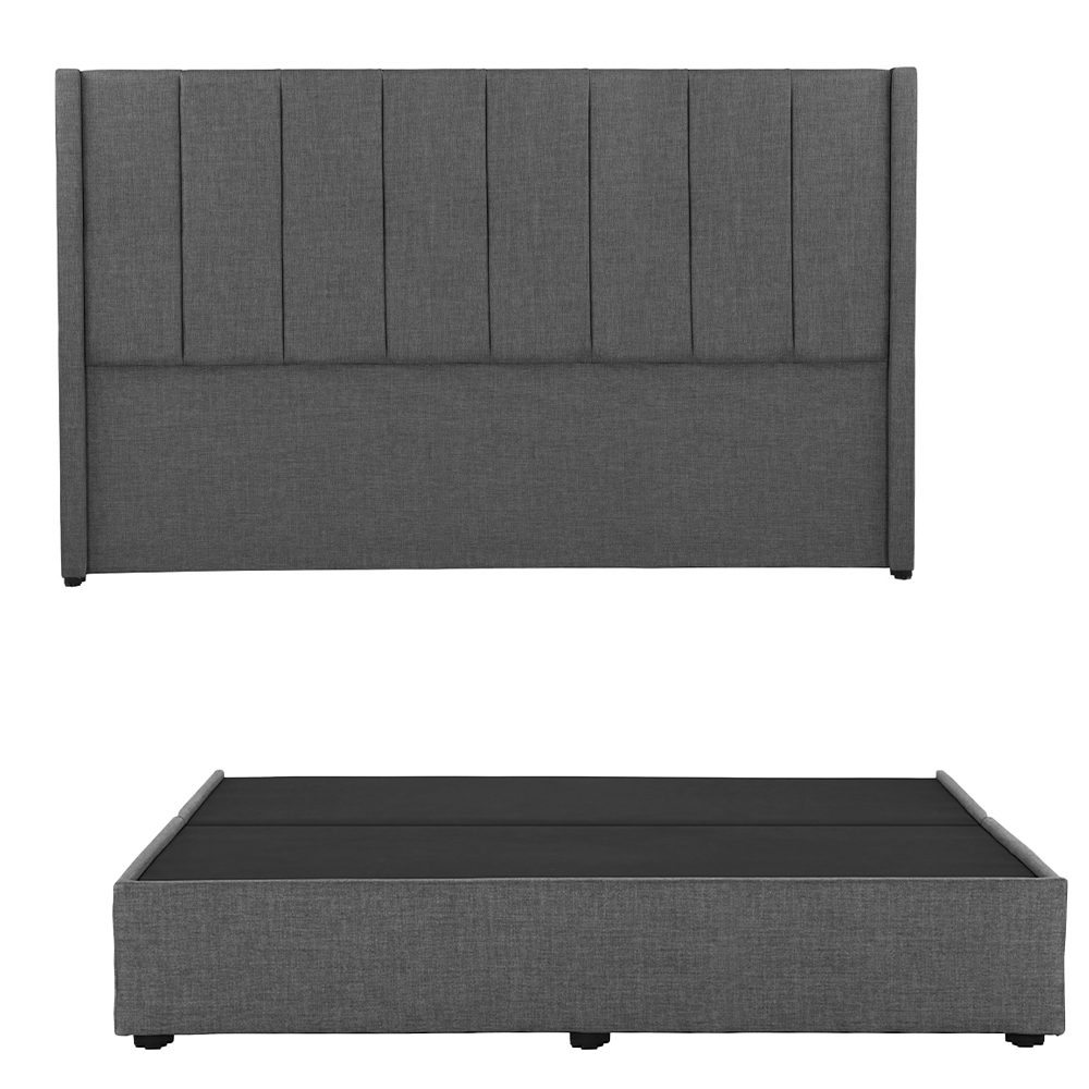 Cabecera Dicasa Nizza Gris Oscuro + Base Cama Gris King Size