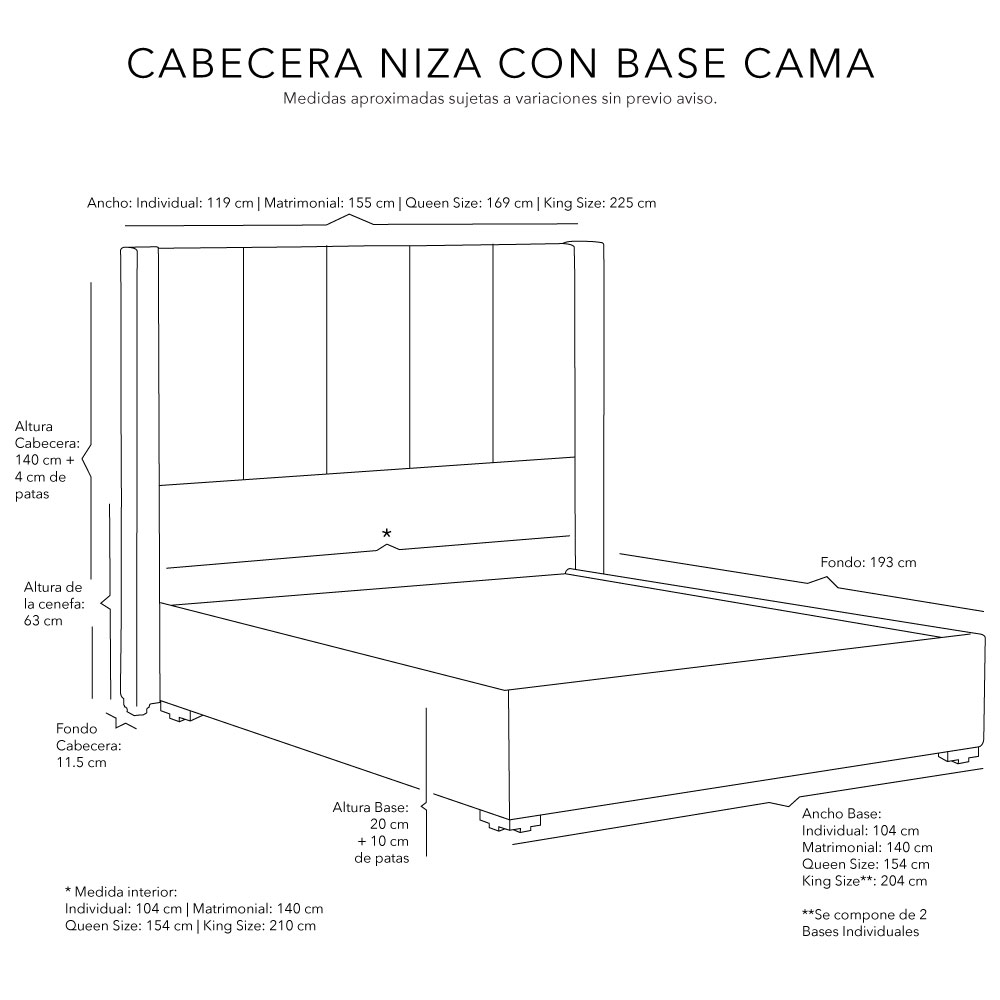 Foto 5 pulgar | Cabecera Dicasa Nizza Gris Oscuro + Base Cama Gris King Size