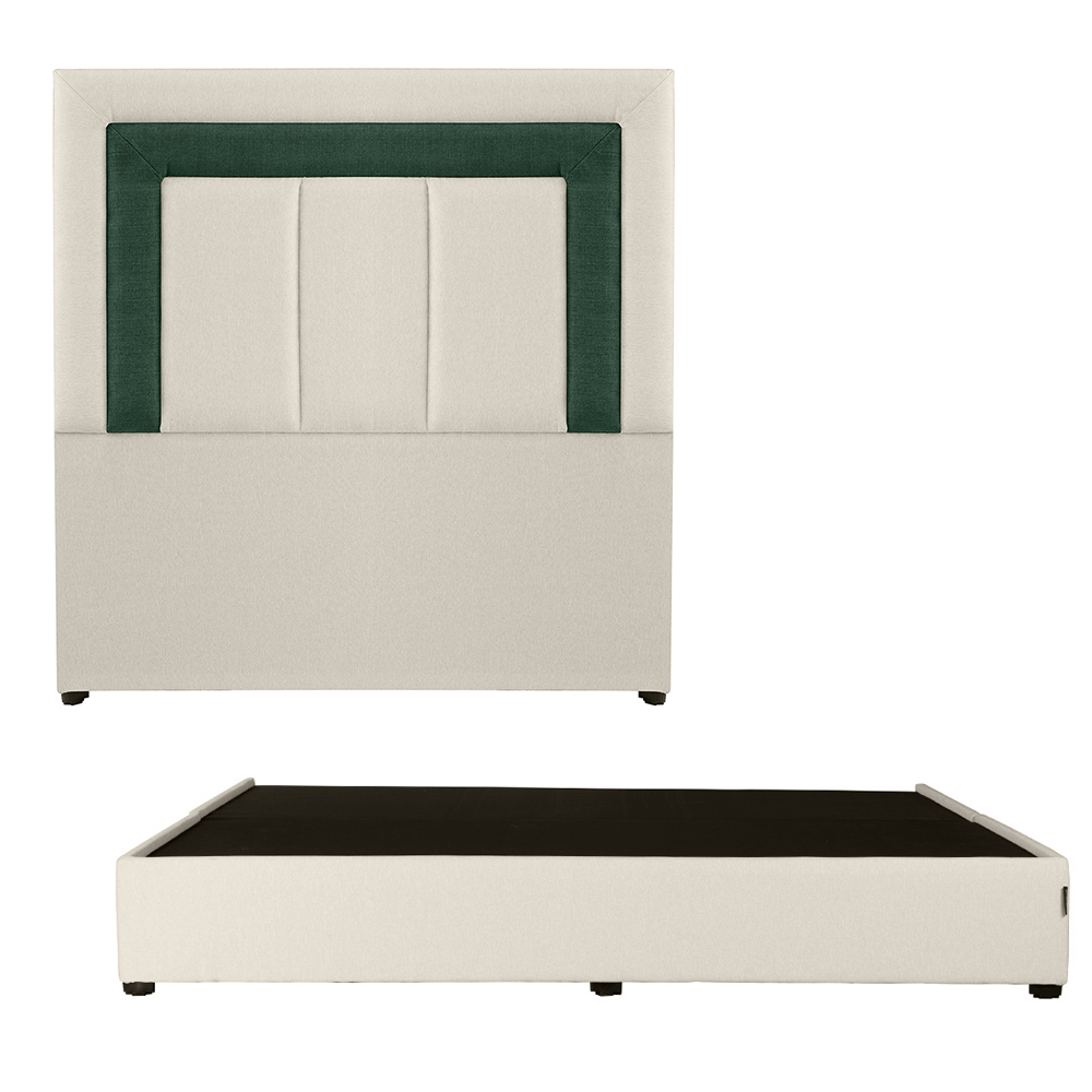 Foto 2 pulgar | Cabecera Dicasa Bora Beige Con Verde + Base Cama  King Size Beige