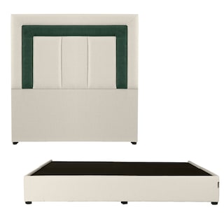 Foto 1 | Cabecera Dicasa Bora Beige Con Verde + Base Cama King Size Beige