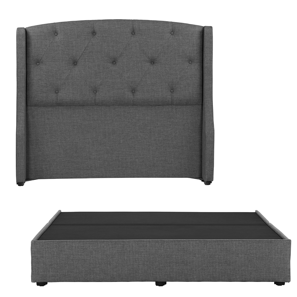 Foto 2 pulgar | Cabecera Dicasa Zefyr Gris Oscuro + Base Cama Gris King Size