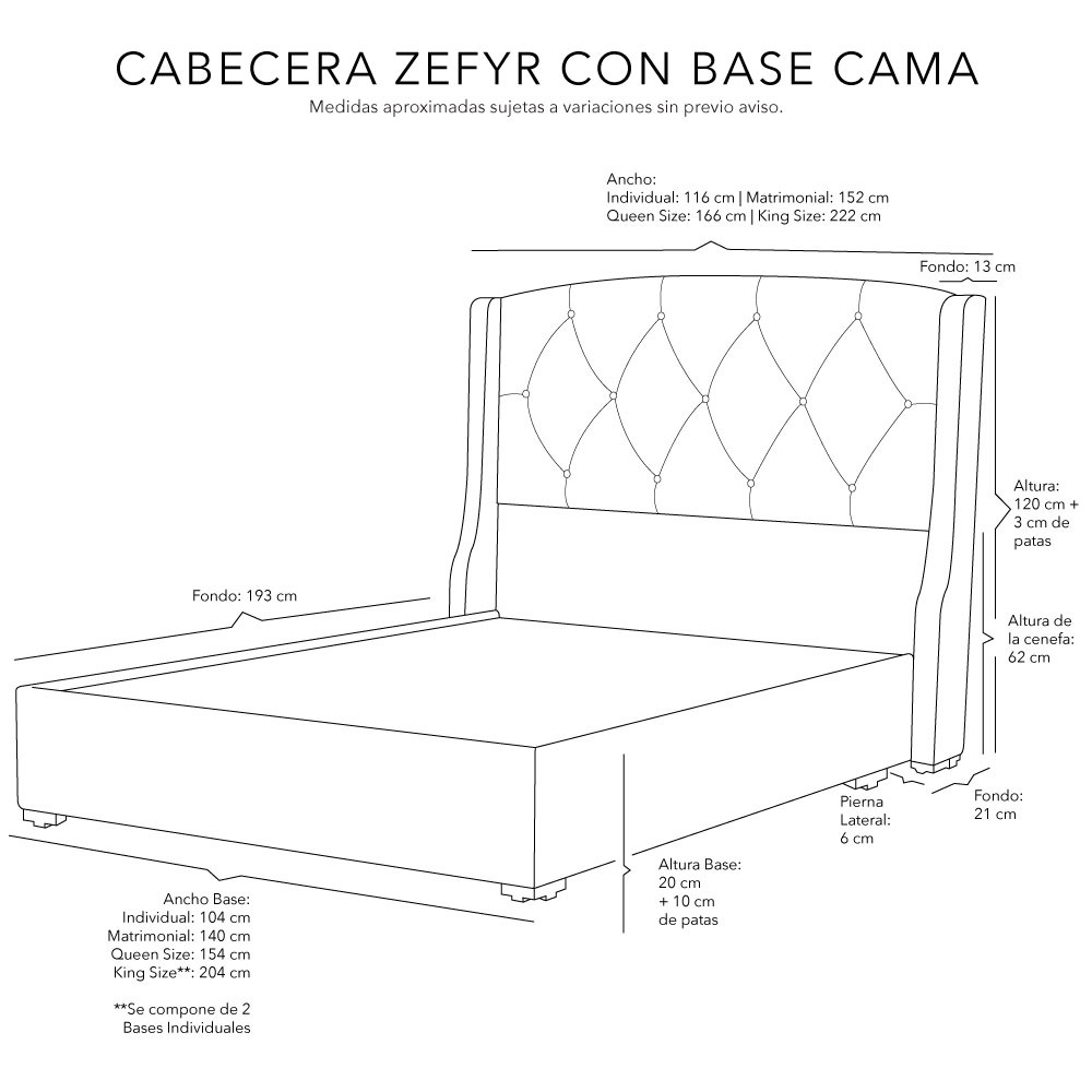 Foto 5 pulgar | Cabecera Dicasa Zefyr Gris Oscuro + Base Cama Gris King Size