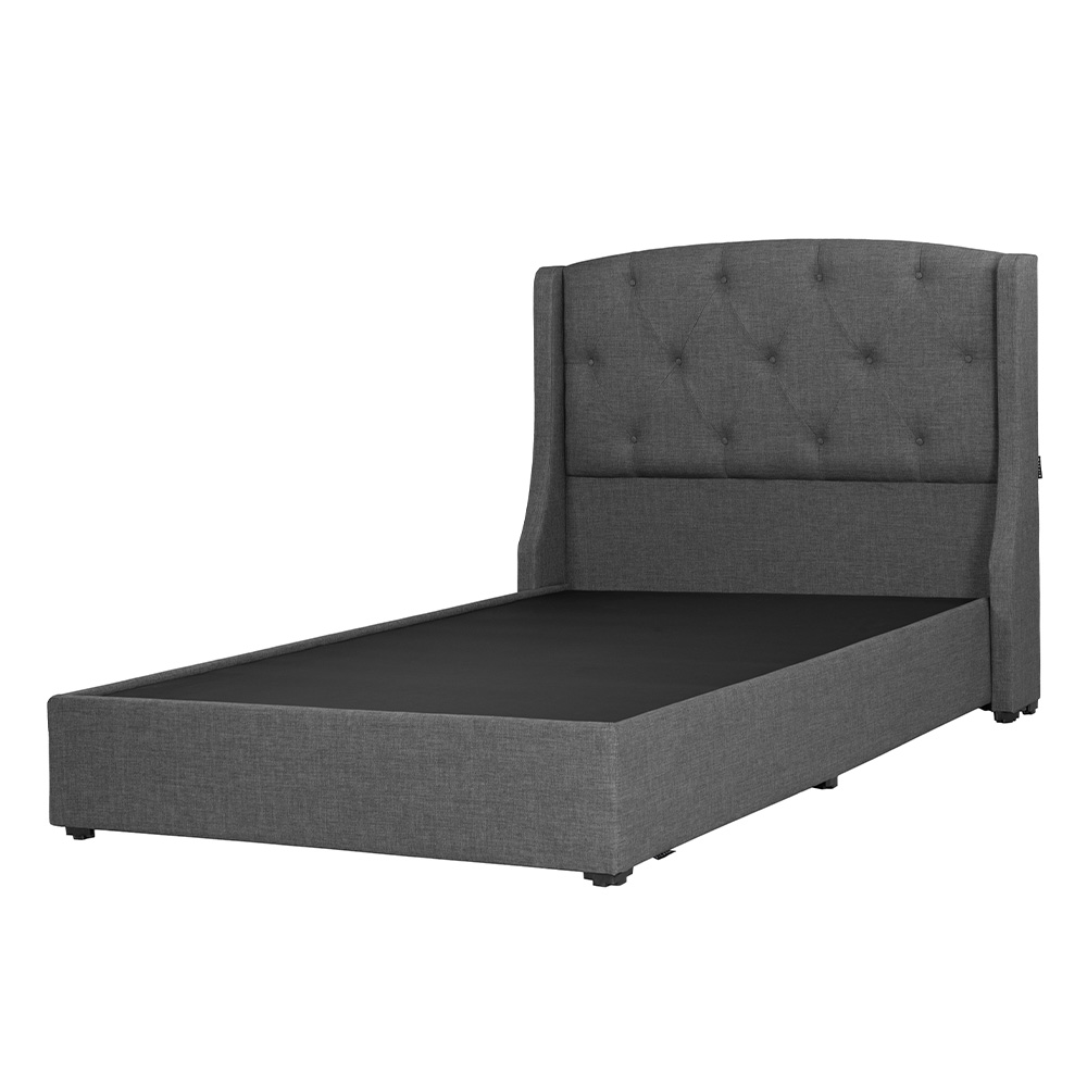 Cabecera Dicasa Zefyr Gris Oscuro + Base Cama Gris Queen Size