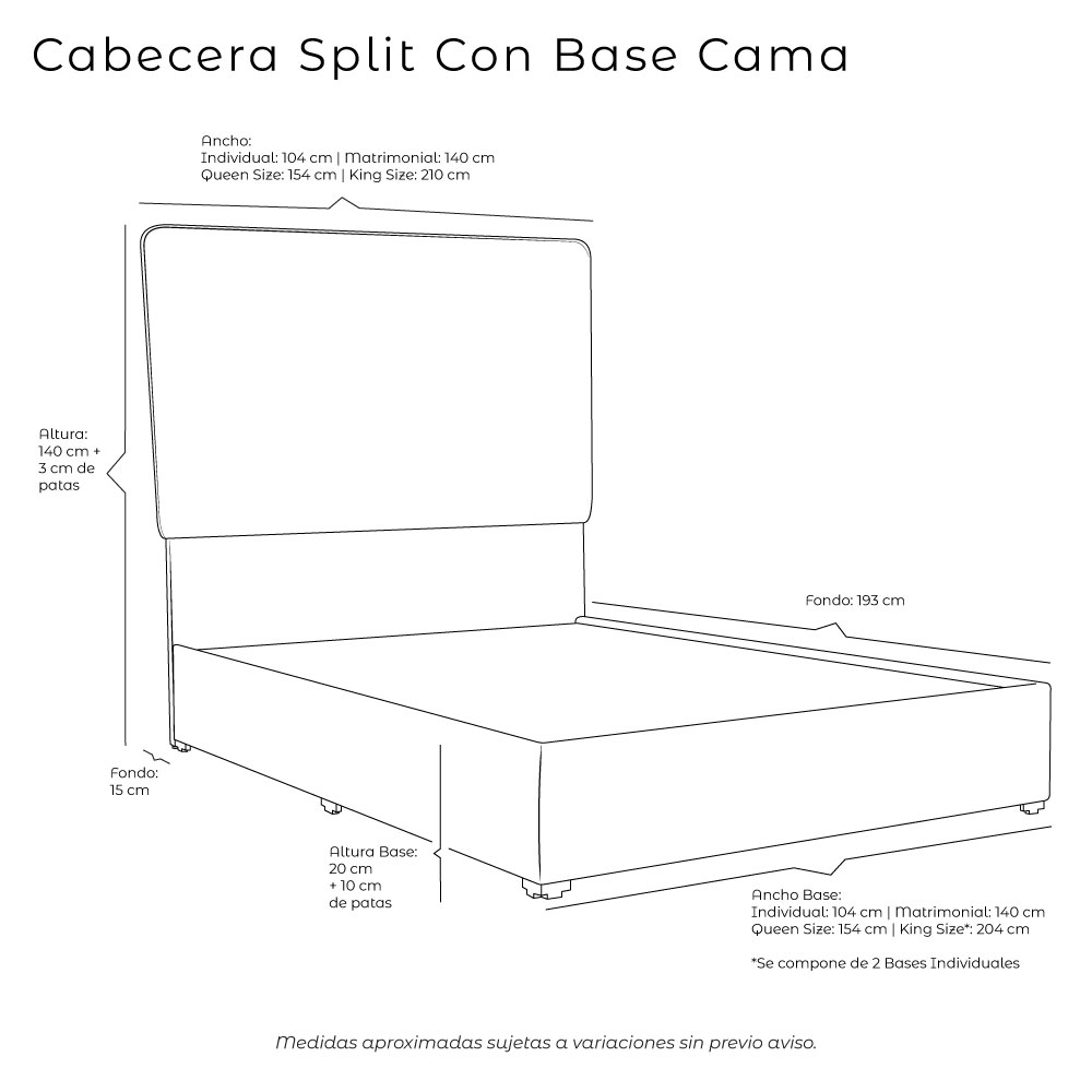 Foto 5 pulgar | Cabecera Dicasa Split Gris Oscuro Gris King Size con Base Cama