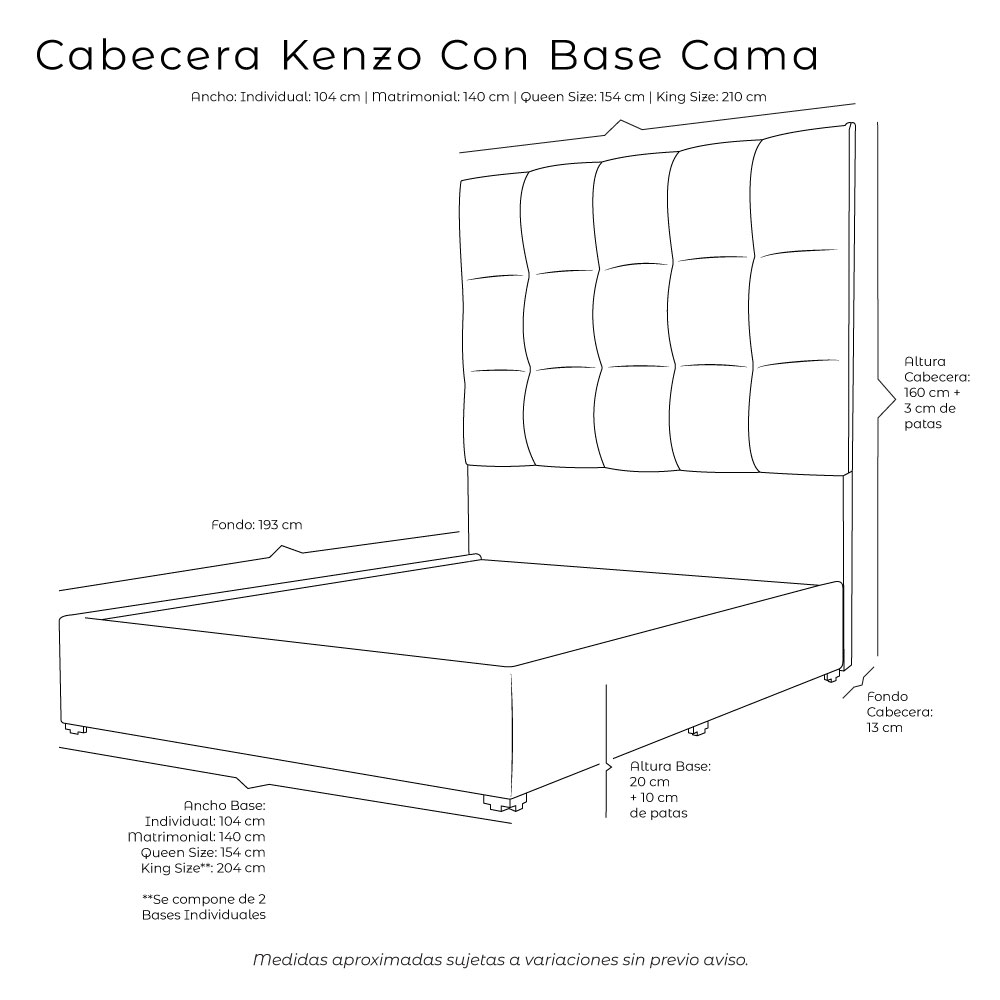 Foto 5 pulgar | Cabecera Dicasa Kenzo Gris Oscuro Gris King Size con Base Cama