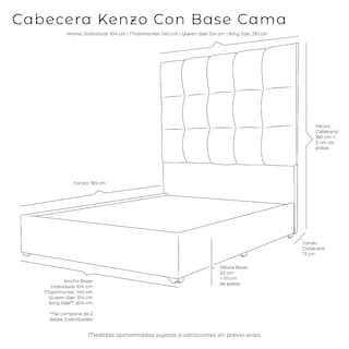 Foto 4 | Cabecera Dicasa Kenzo Gris Oscuro Gris King Size con Base Cama
