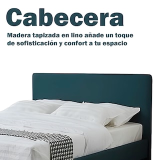 Foto 8 | Ilios Innova | Base Queen Con Cabecera De Madera Tapizada En Lino Color Verde