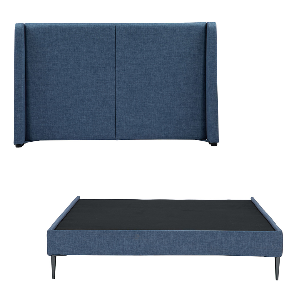 Cabecera Dicasa Milan + Base Cama Slim Azul Matrimonial