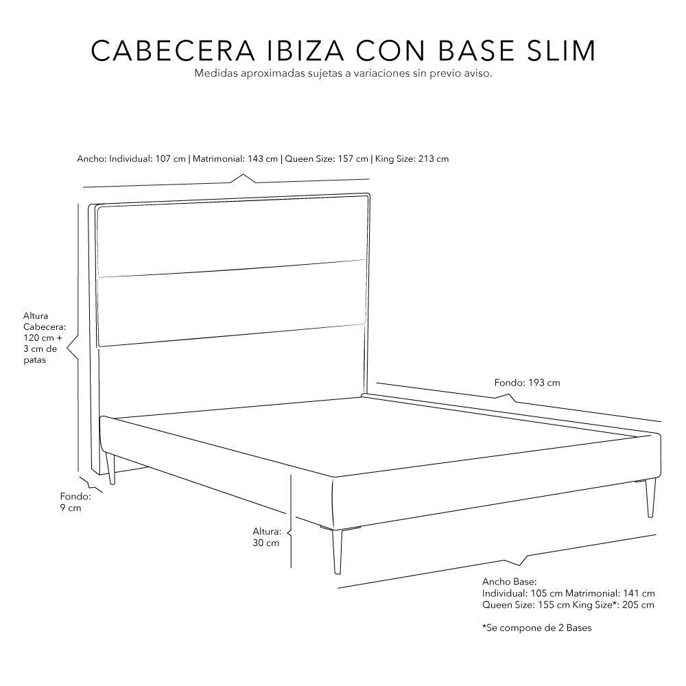 Foto 6 pulgar | Cabecera Dicasa Ibiza + Base Cama Slim Azul Matrimonial