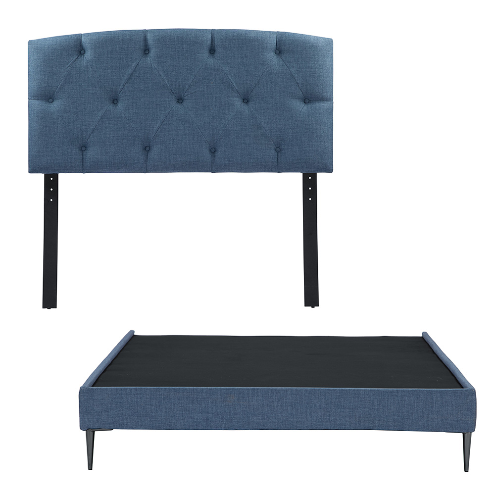 Cabecera Dicasa Sigma + Base Cama Slim Azul Matrimonial