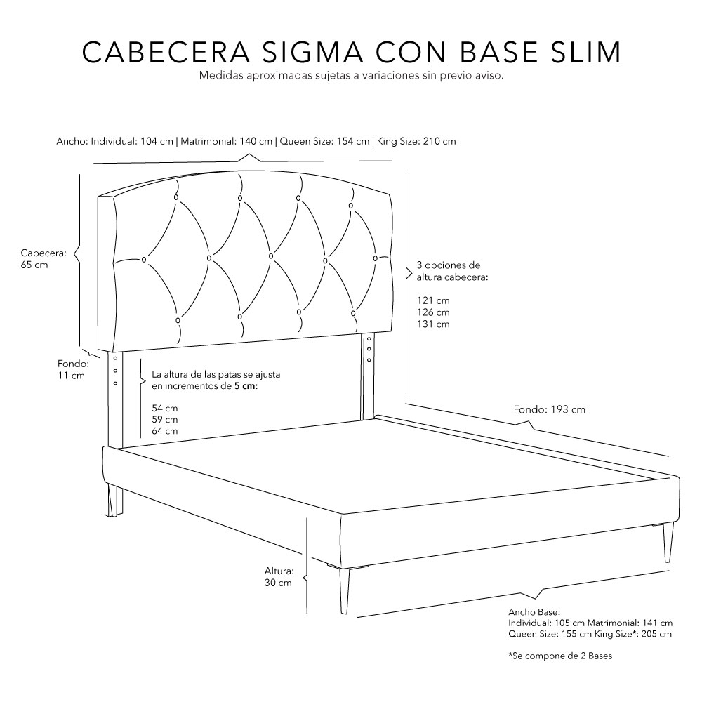 Foto 6 pulgar | Cabecera Dicasa Sigma + Base Cama Slim Azul Matrimonial