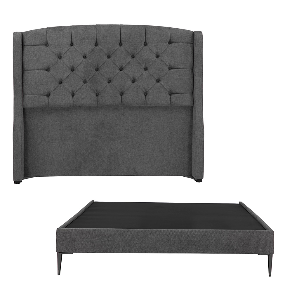 Cabecera Dicasa Sitka + Base Cama Slim Gris Matrimonial