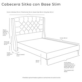 Foto 4 | Cabecera Dicasa Sitka + Base Cama Slim Gris King Size