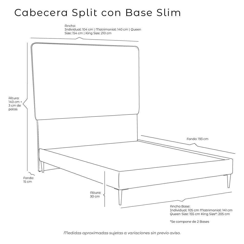 Foto 5 pulgar | Cabecera Dicasa Split + Base Cama Slim Gris King Size