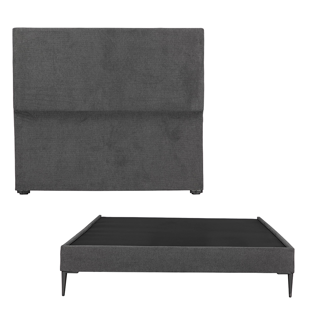 Cabecera Dicasa Myko + Base Cama Slim Gris Individual