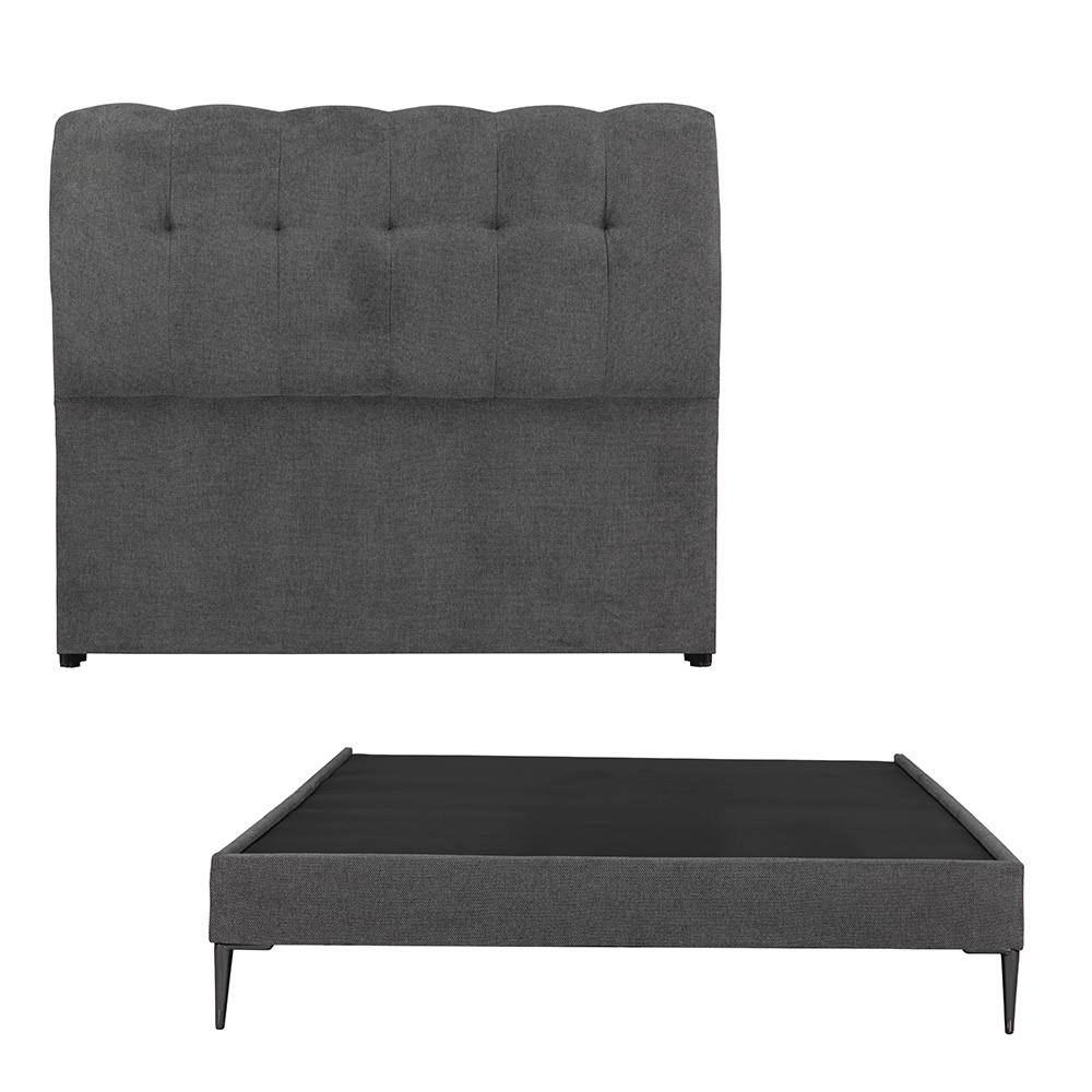 Cabecera Dicasa Nube + Base Cama Slim Gris Matrimonial