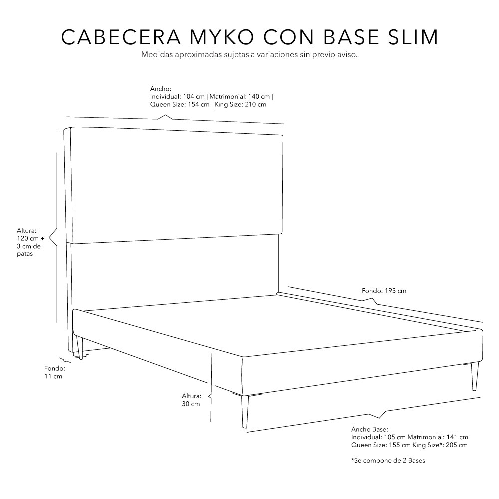 Foto 5 pulgar | Cabecera Dicasa Myko + Base Cama Slim Gris King Size
